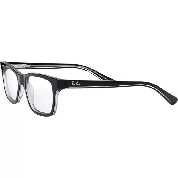 RayBan Ry1536 Square Prescription Eyeglass FramesBlack on TransparentDemo Lens