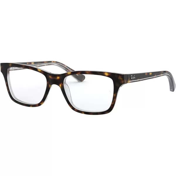 RayBan Ry1536 Square Prescription Eyeglass FramesDark Havana on TransparentDemo Lens