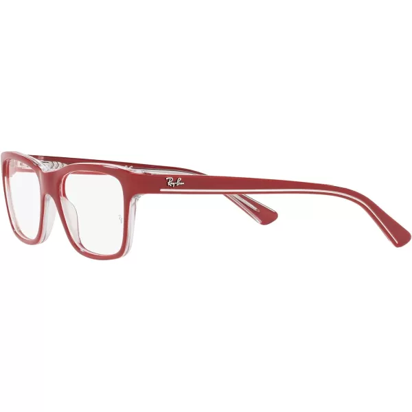 RayBan Ry1536 Square Prescription Eyeglass FramesRed on TransparentDemo Lens