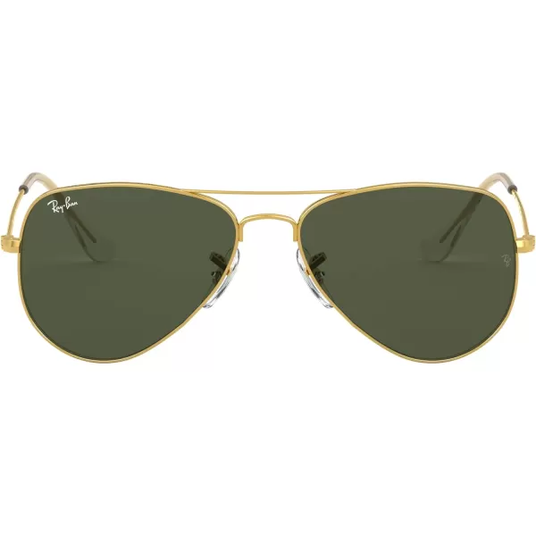 RayBan Small Aviator Sunglasses in Arista Gold Crystal Green RB3044 L0207 52GoldG15 Green