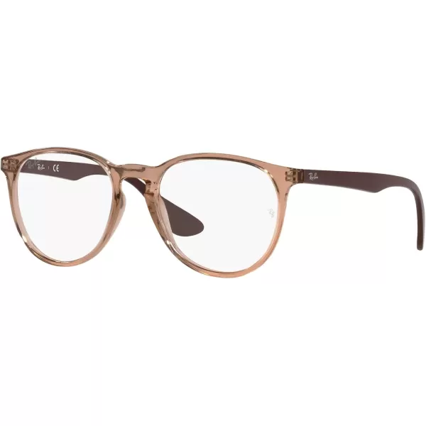 RayBan Womens RX7046 Erika Round Prescription Eyeglass FramesLight BrownDemo Lens