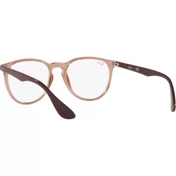 RayBan Womens RX7046 Erika Round Prescription Eyeglass FramesLight BrownDemo Lens