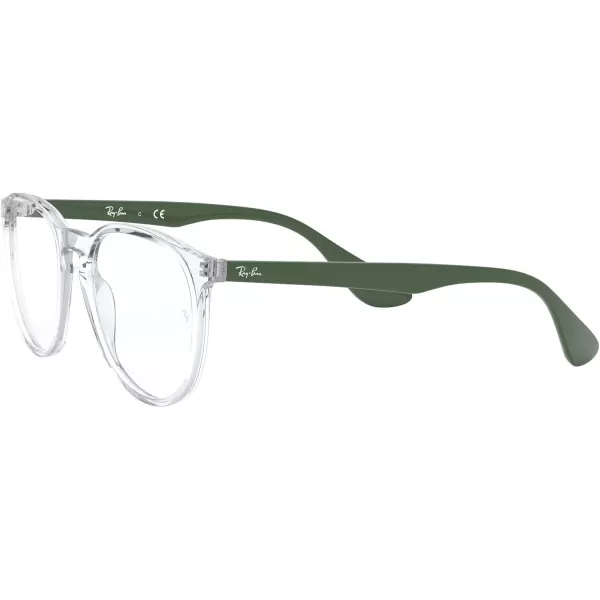 RayBan Womens RX7046 Erika Round Prescription Eyeglass FramesTransparent GreenDemo Lens