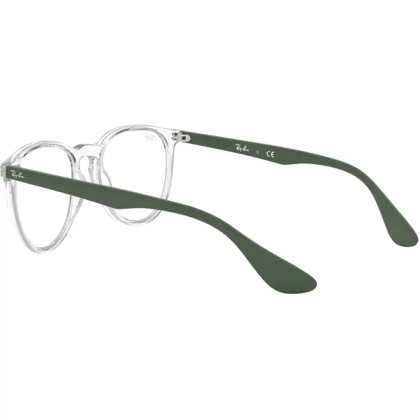 RayBan Womens RX7046 Erika Round Prescription Eyeglass FramesTransparent GreenDemo Lens