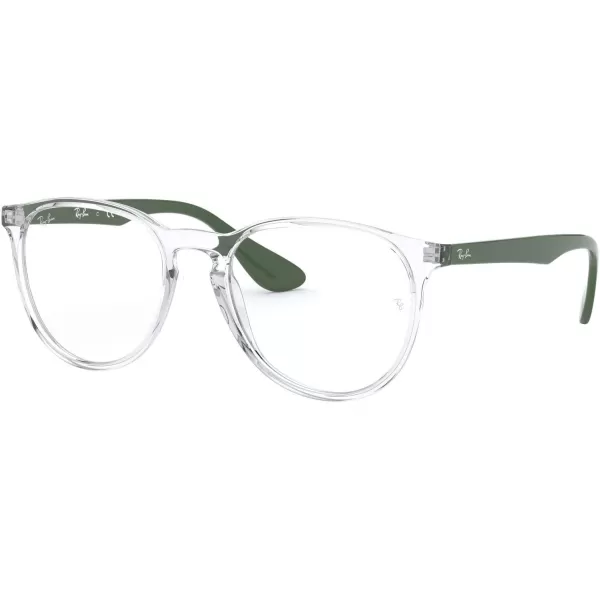 RayBan Womens RX7046 Erika Round Prescription Eyeglass FramesTransparent GreenDemo Lens