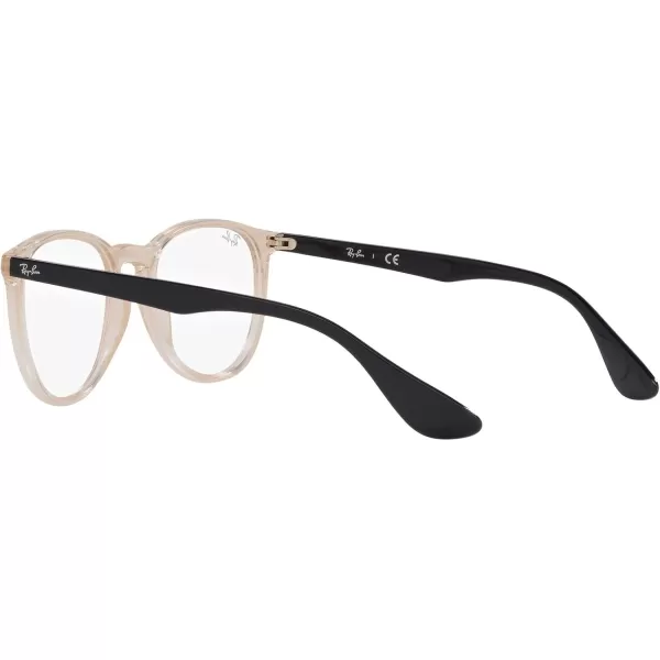 RayBan Womens RX7046 Erika Round Prescription Eyeglass FramesTransparent Light BrownDemo Lens