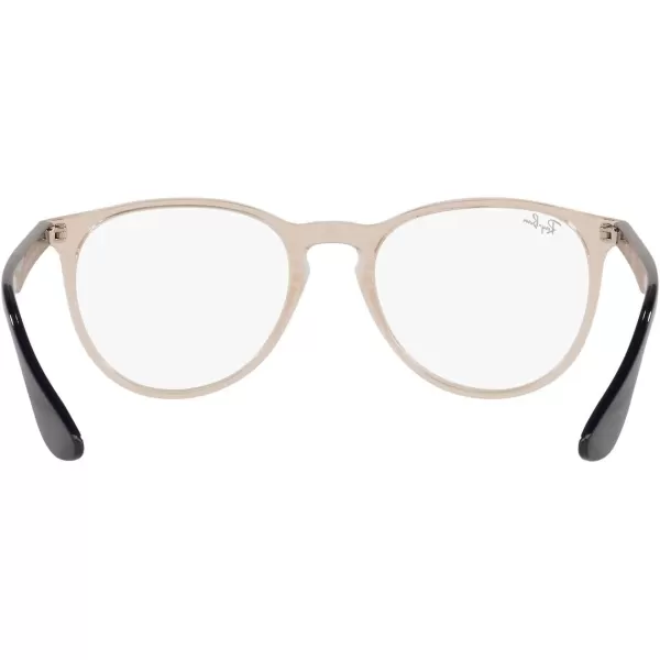 RayBan Womens RX7046 Erika Round Prescription Eyeglass FramesTransparent Light BrownDemo Lens