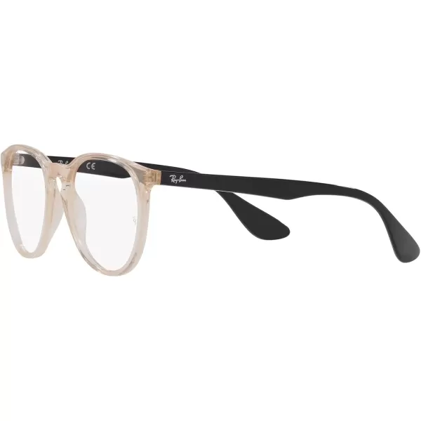 RayBan Womens RX7046 Erika Round Prescription Eyeglass FramesTransparent Light BrownDemo Lens