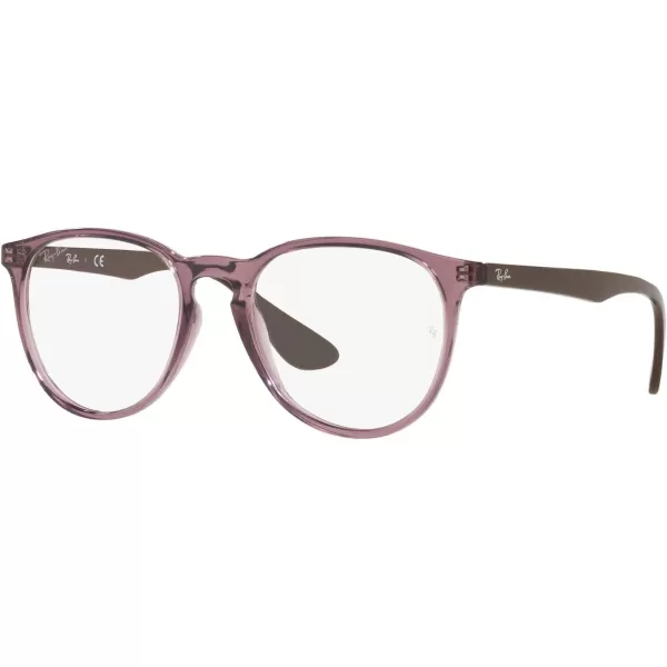 RayBan Womens RX7046 Erika Round Prescription Eyeglass FramesTransparent VioletDemo Lens