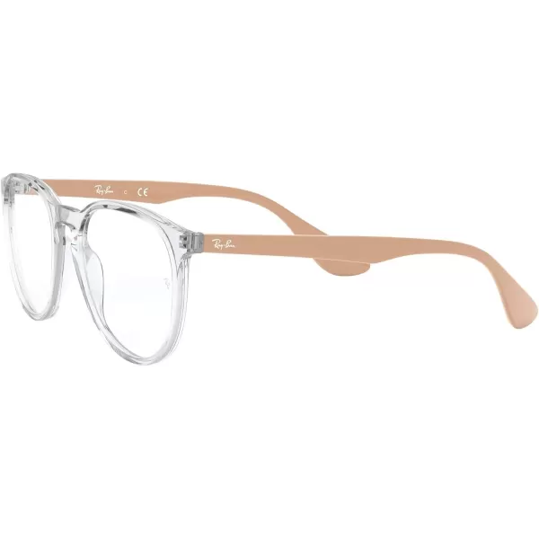 RayBan Womens RX7046 Erika Round Prescription Eyeglass FramesTransparent on NudeDemo Lens