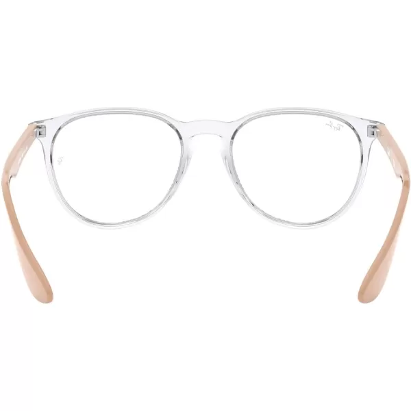 RayBan Womens RX7046 Erika Round Prescription Eyeglass FramesTransparent on NudeDemo Lens