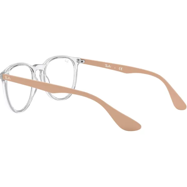 RayBan Womens RX7046 Erika Round Prescription Eyeglass FramesTransparent on NudeDemo Lens