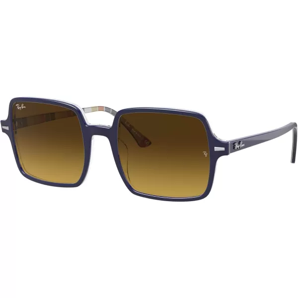 RayBan Womens Rb1973 Square Ii SunglassesBlue on Stripes OrangeBlueBrown Gradient Dark Brown