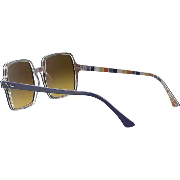 RayBan Womens Rb1973 Square Ii SunglassesBlue on Stripes OrangeBlueBrown Gradient Dark Brown