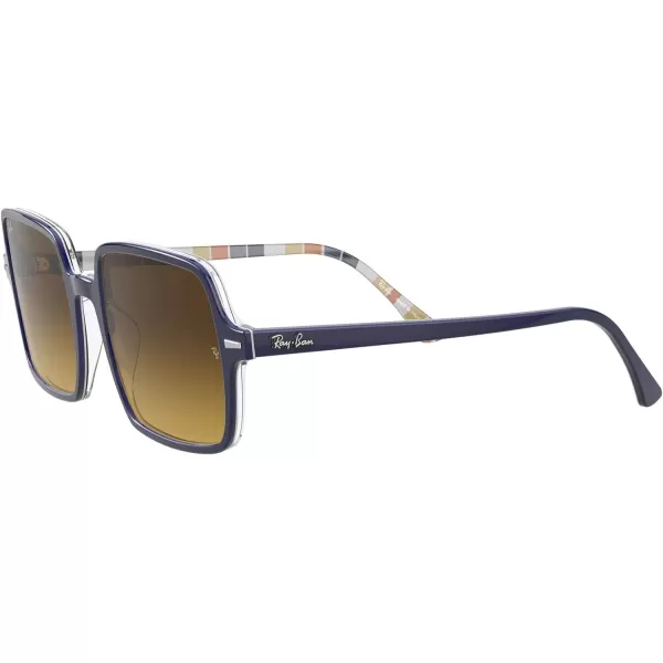 RayBan Womens Rb1973 Square Ii SunglassesBlue on Stripes OrangeBlueBrown Gradient Dark Brown