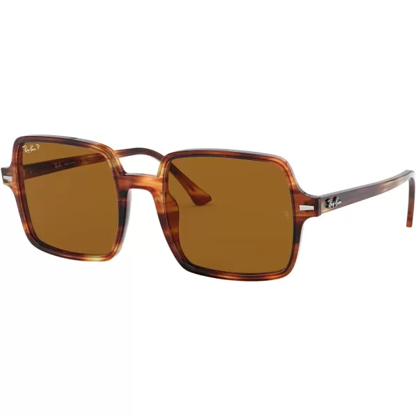 RayBan Womens Rb1973 Square Ii SunglassesStriped HavanaPolarized B15 Brown