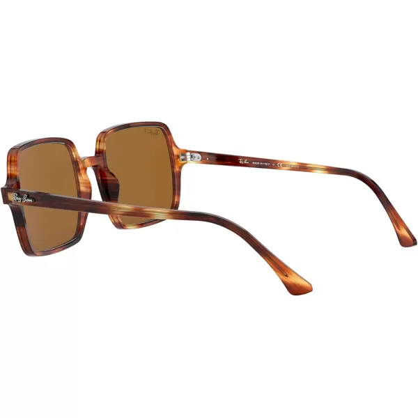 RayBan Womens Rb1973 Square Ii SunglassesStriped HavanaPolarized B15 Brown