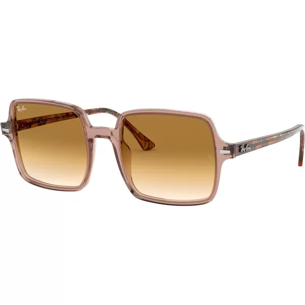 RayBan Womens Rb1973 Square Ii SunglassesTransparent Light BrownClear Gradient Brown