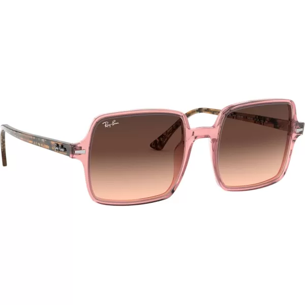 RayBan Womens Rb1973 Square Ii SunglassesTransparent PinkPink Gradient Brown