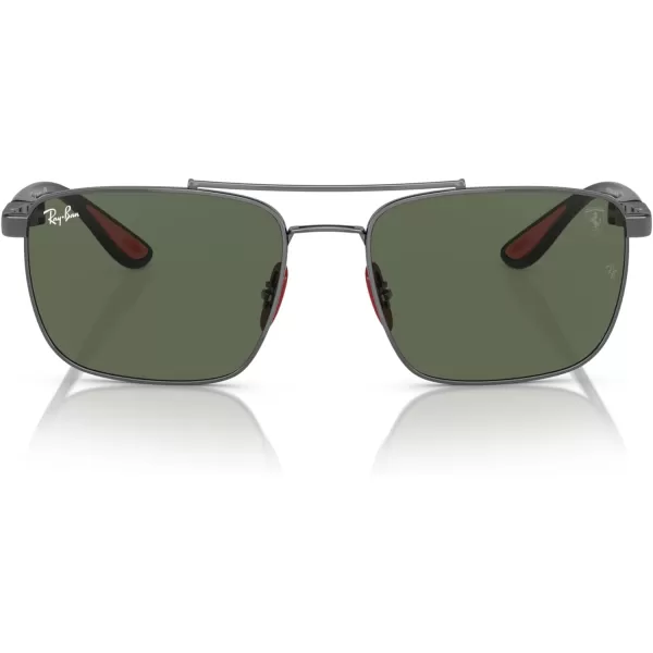 RayBan Womens Rb3715m Scuderia Ferrari Collection Square SunglassesGunmetalDark Green