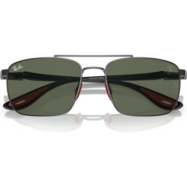 RayBan Womens Rb3715m Scuderia Ferrari Collection Square SunglassesGunmetalDark Green