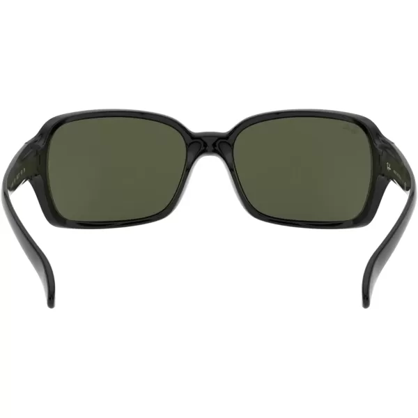 RayBan Womens Rb4068 Square SunglassesBlack FrameGreen G15xlt Lens