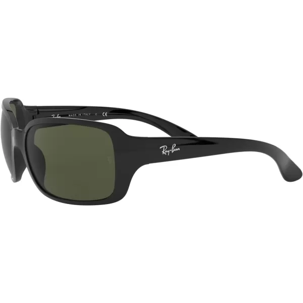 RayBan Womens Rb4068 Square SunglassesBlack FrameGreen G15xlt Lens