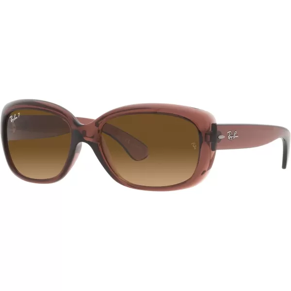 RayBan Womens Rb4101 Jackie Ohh Butterfly SunglassesTransparent Dark BrownBrown Gradient Polarized