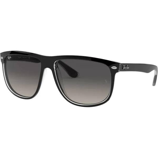 RayBan Womens Rb4147 Boyfriend Square SunglassesBlack on TransparentLight Grey Gradient Dark Grey