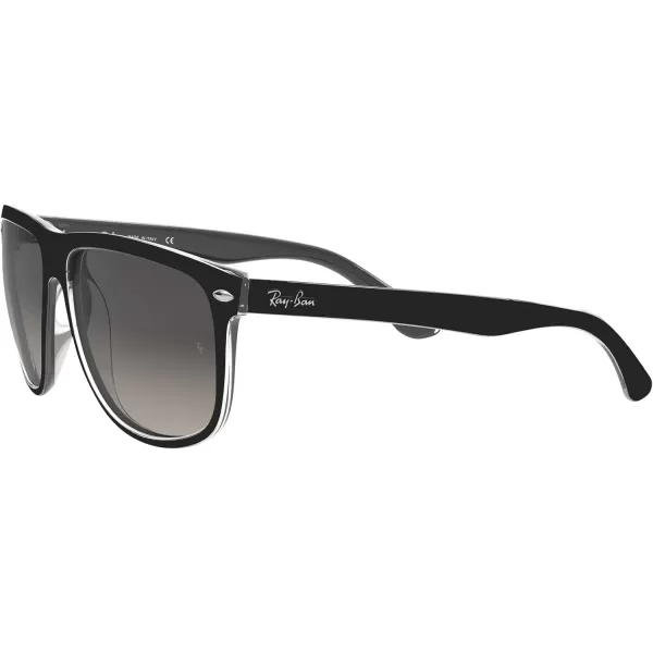 RayBan Womens Rb4147 Boyfriend Square SunglassesBlack on TransparentLight Grey Gradient Dark Grey