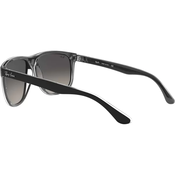 RayBan Womens Rb4147 Boyfriend Square SunglassesBlack on TransparentLight Grey Gradient Dark Grey