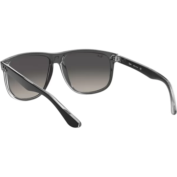 RayBan Womens Rb4147 Boyfriend Square SunglassesBlack on TransparentLight Grey Gradient Dark Grey