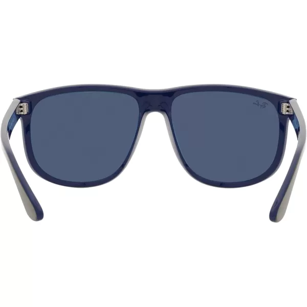 RayBan Womens Rb4147 Boyfriend Square SunglassesMatte Green on BlueDark Blue