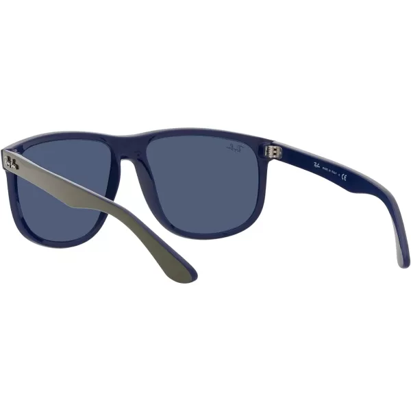 RayBan Womens Rb4147 Boyfriend Square SunglassesMatte Green on BlueDark Blue