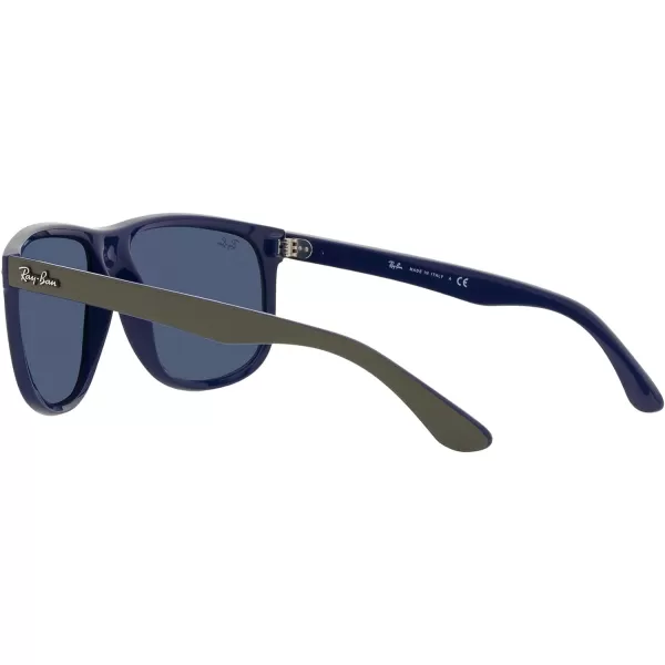 RayBan Womens Rb4147 Boyfriend Square SunglassesMatte Green on BlueDark Blue