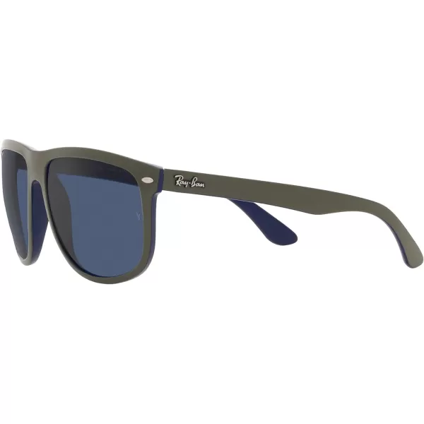 RayBan Womens Rb4147 Boyfriend Square SunglassesMatte Green on BlueDark Blue