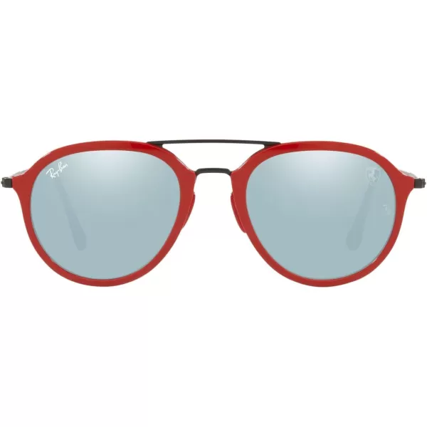 RayBan Womens Rb4369m Scuderia Ferrari Collection Square SunglassesRedLight Green Mirrored Silver