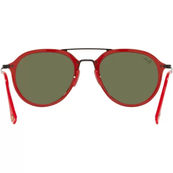 RayBan Womens Rb4369m Scuderia Ferrari Collection Square SunglassesRedLight Green Mirrored Silver