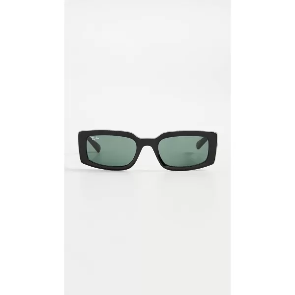 RayBan Womens Rb4395 Kiliane Square SunglassesBlackDark Green