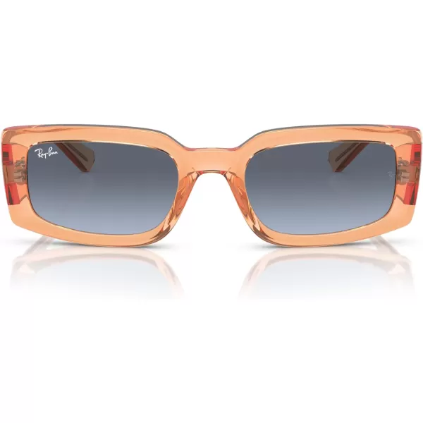 RayBan Womens Rb4395 Kiliane Square SunglassesTransparent OrangeBlue Gradient Grey