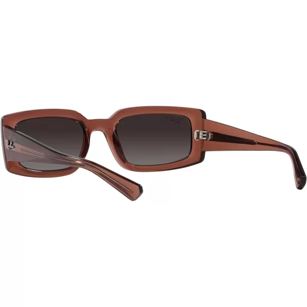 RayBan Womens Rb4395f Kiliane Low Bridge Fit Square SunglassesTransparent BrownGrey Gradient Polarized