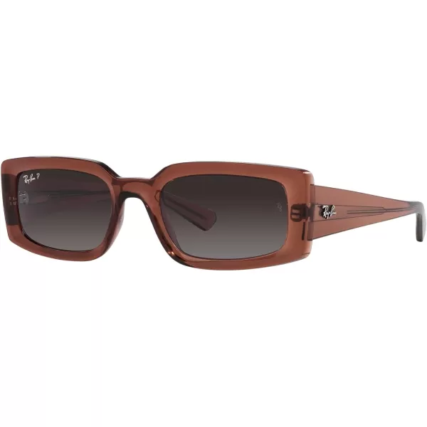 RayBan Womens Rb4395f Kiliane Low Bridge Fit Square SunglassesTransparent BrownGrey Gradient Polarized