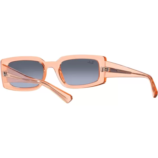 RayBan Womens Rb4395f Kiliane Low Bridge Fit Square SunglassesTransparent OrangeBlue Gradient Grey