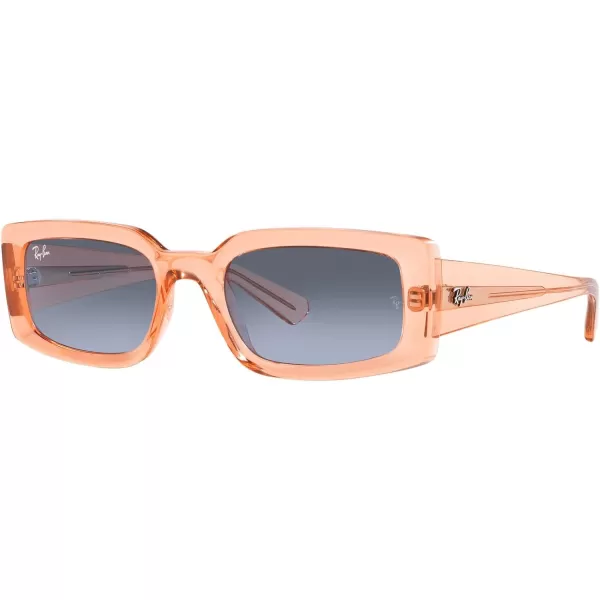 RayBan Womens Rb4395f Kiliane Low Bridge Fit Square SunglassesTransparent OrangeBlue Gradient Grey