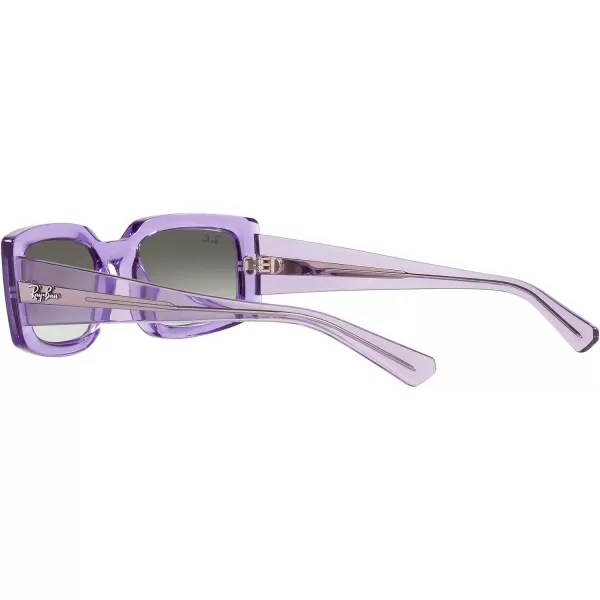 RayBan Womens Rb4395f Kiliane Low Bridge Fit Square SunglassesTransparent VioletClear Gradient Light Grey