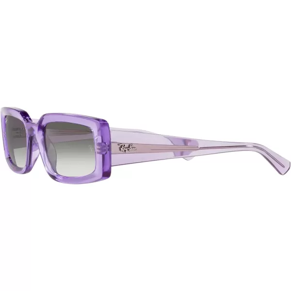 RayBan Womens Rb4395f Kiliane Low Bridge Fit Square SunglassesTransparent VioletClear Gradient Light Grey