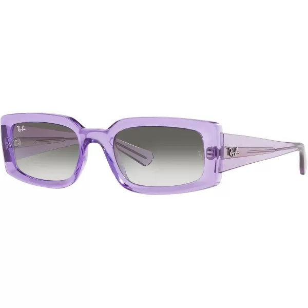 RayBan Womens Rb4395f Kiliane Low Bridge Fit Square SunglassesTransparent VioletClear Gradient Light Grey