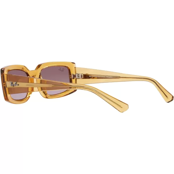 RayBan Womens Rb4395f Kiliane Low Bridge Fit Square SunglassesTransparent YellowGradient Violet