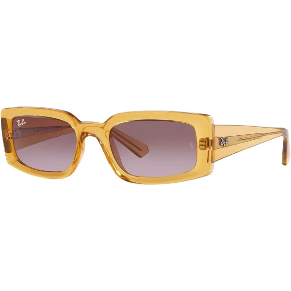 RayBan Womens Rb4395f Kiliane Low Bridge Fit Square SunglassesTransparent YellowGradient Violet