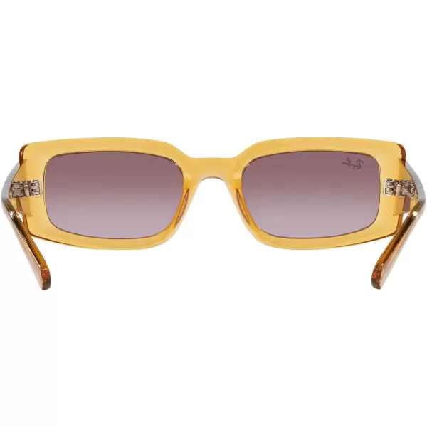 RayBan Womens Rb4395f Kiliane Low Bridge Fit Square SunglassesTransparent YellowGradient Violet